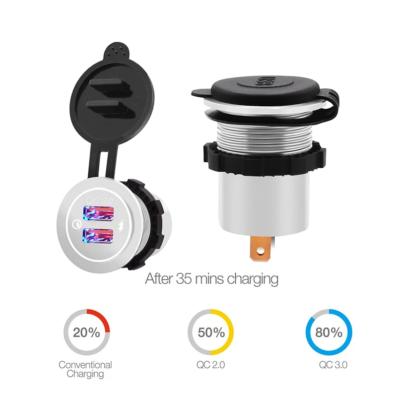 12 V-24 V 5 V/3.4A мотоцикла Быстрая зарядка 3,0 Dual USB мобильных телефонов gps Зарядное устройство