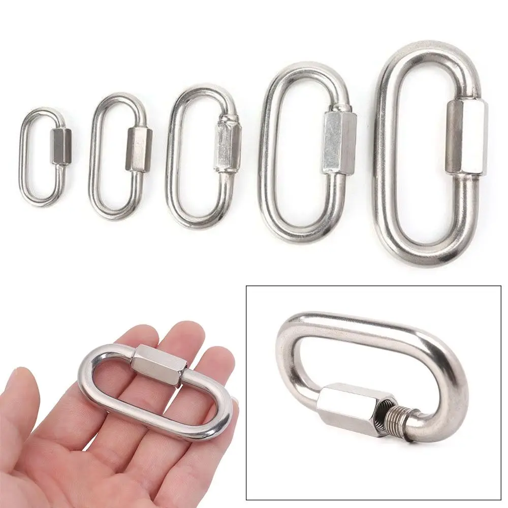 Chains Buckles Stainless Steel Screw Lock Safety Snap Hook Chain Connecting  Ring Carabiners Climbing Gear Carabiner AliExpress