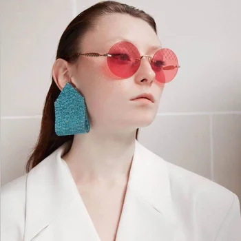 

Luxury Full Shiny Rhinestone Gems Dangle Earrings Elegant Geometric Crystal Charm Drop Earrings Woman Wedding Party Ear Jewelry