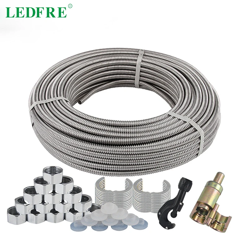 LEDFRE 304 гофрированная труба из нержавеющей стали 3/8 дюйма 1/2 3/4 1 дюйм DIY
