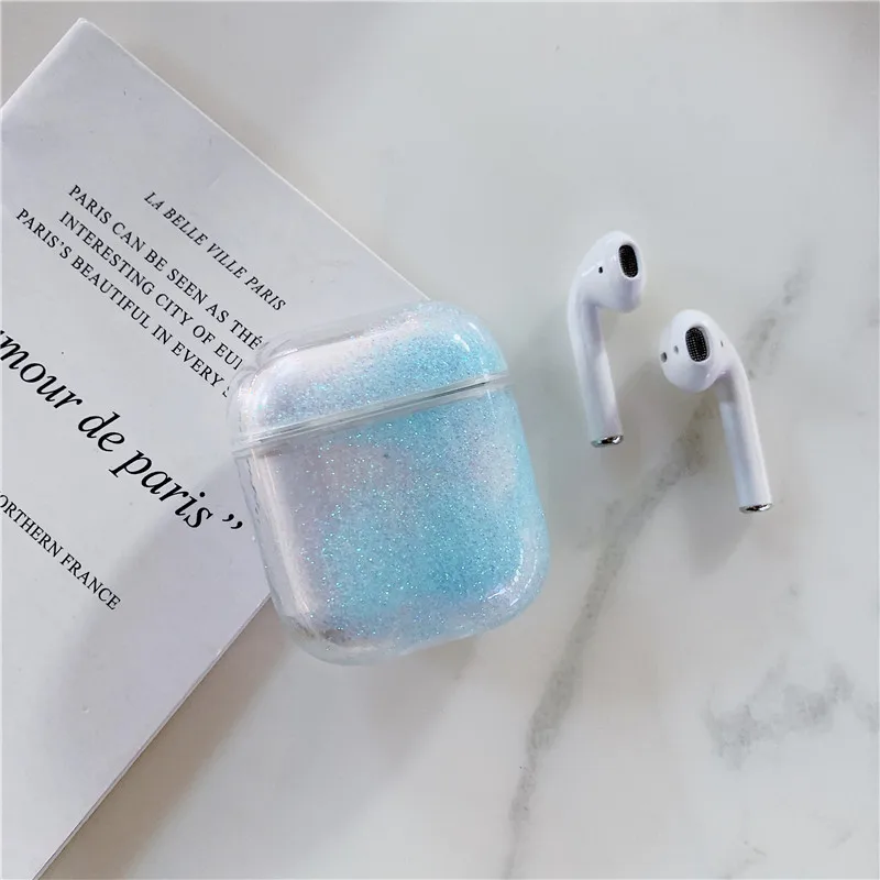 Чехол для наушников с жидким зыбучим песком для Apple Airpods 2 1 Air Pods с блестками, Защитная крышка для наушников AirPod - Цвет: -3