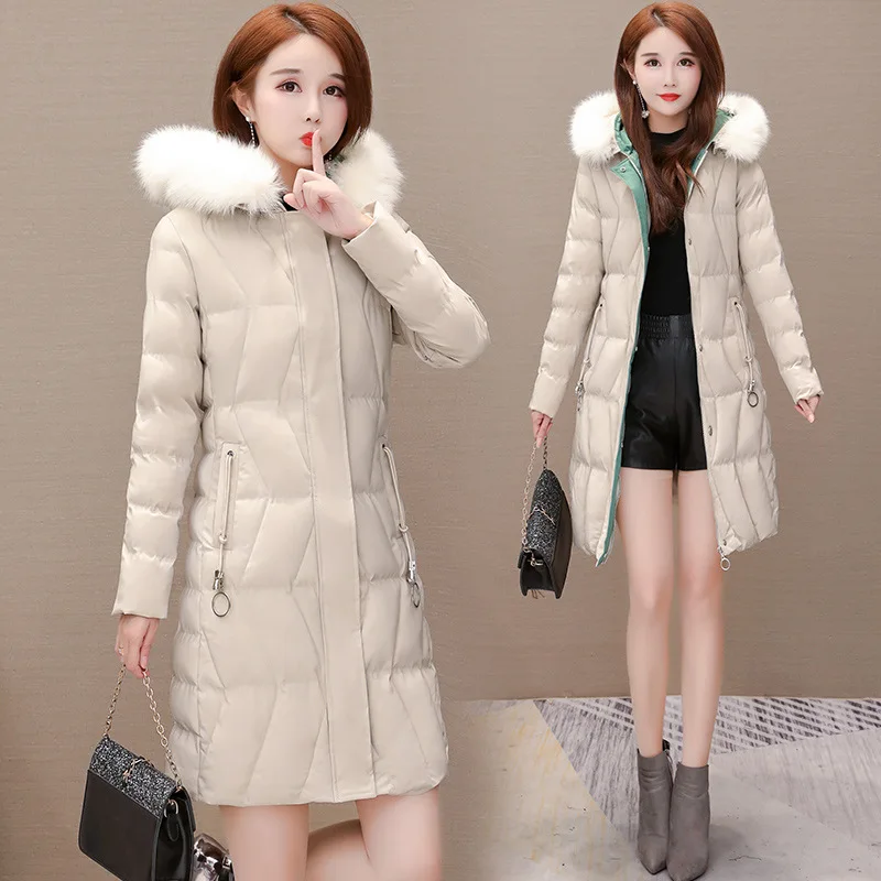 

Young And Middle-aged Women's down Feather Cotton-padded Clothes Mid-length Middle-aged Mom Fur Collar Cotton Coat 30-40-50-Year