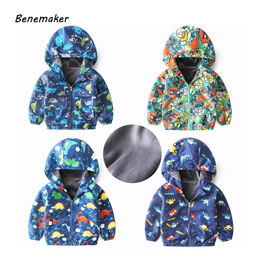 Benemaker/флисовая ветровка для девочек и мальчиков; сезон осень; цветное пальто с героями мультфильмов; детская верхняя одежда; куртки От 2 до 8 лет; детская верхняя одежда с капюшоном; YJ155