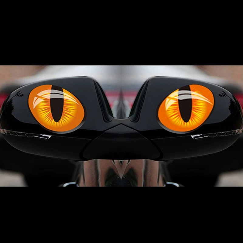 

2pcs Cute Simulation Cat Eyes Car Stickers 3D Vinyl Decal for Rearview Mirror Car Head Engine Cover Windows Decoration