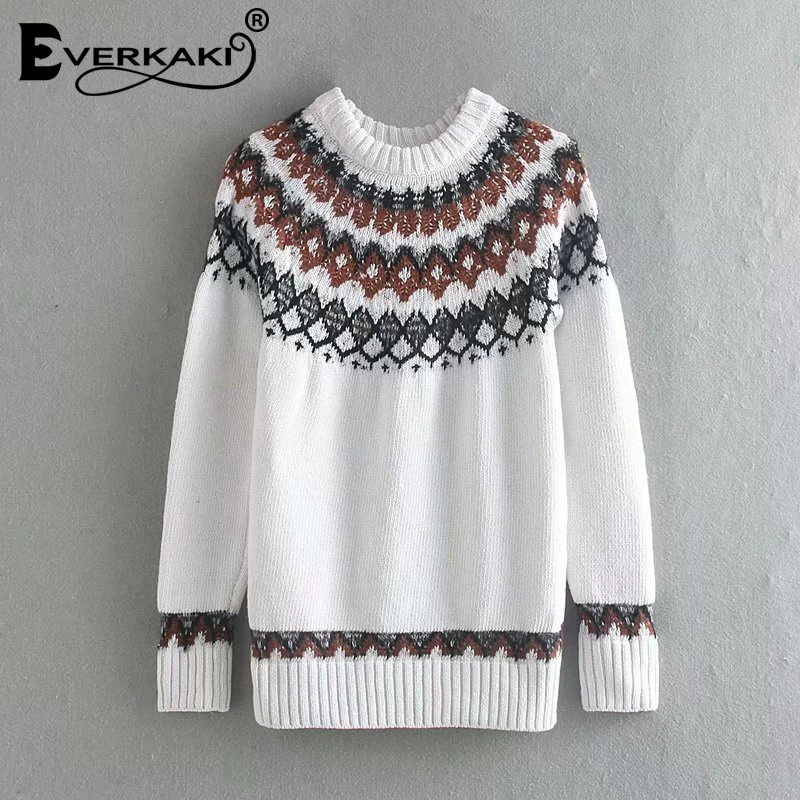 Everkaki вязаные свитера пуловеры женские Boho осень зима цыганские элегантные женские богемные пуловеры свитер женский