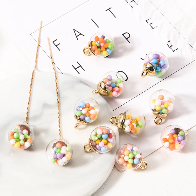 10pcs Colorful Candy Bubble Transparent Glass Ball Charms Acrylic Pendant Finding For Bracelet Jewelry Making DIY Earring Charms 10pcs Colorful Candy Bubble Transparent Glass Ball Charms Acrylic Pendant Finding For Bracelet Jewelry Making DIY Earring Charms