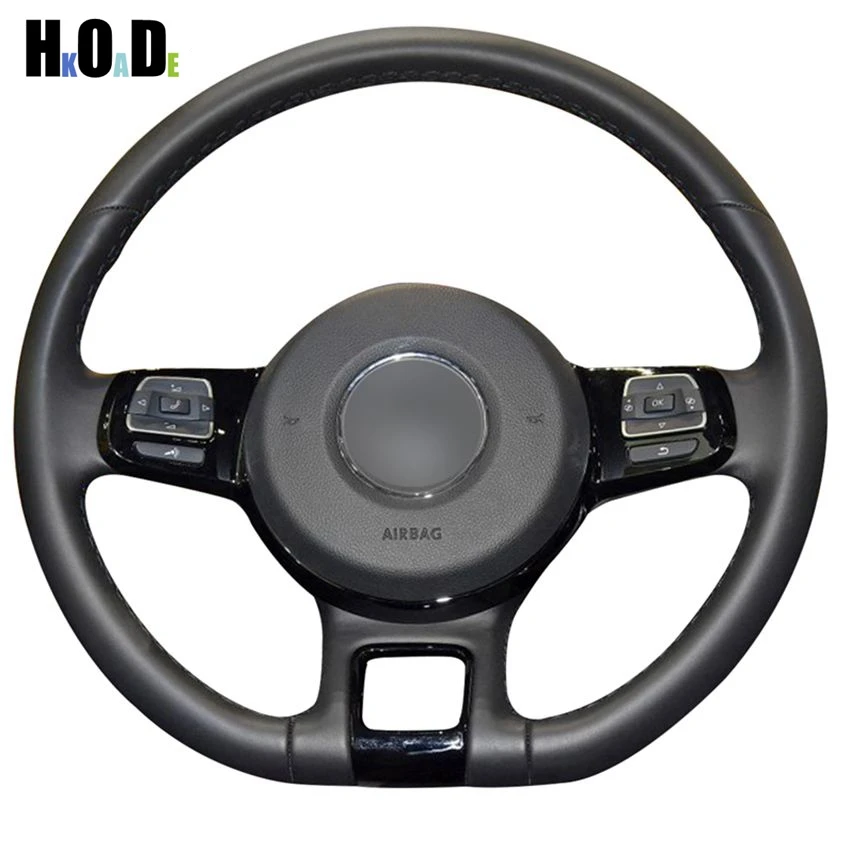 Hand Sewing Black Pu Artificial Leather Car Steering Wheel Covers For
