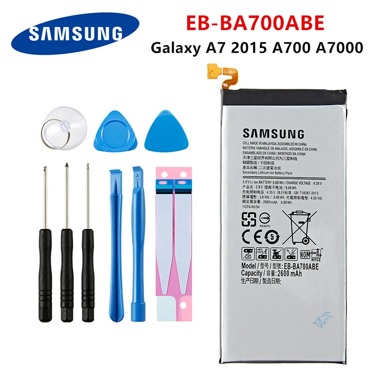 SAMSUNG оригинальная EB-BA700ABE 2600mAh батарея для Samsung Galaxy A7 2015 A700FD SM-A700 A700L A700F/H/S/K/YD A7000 A7009 +
