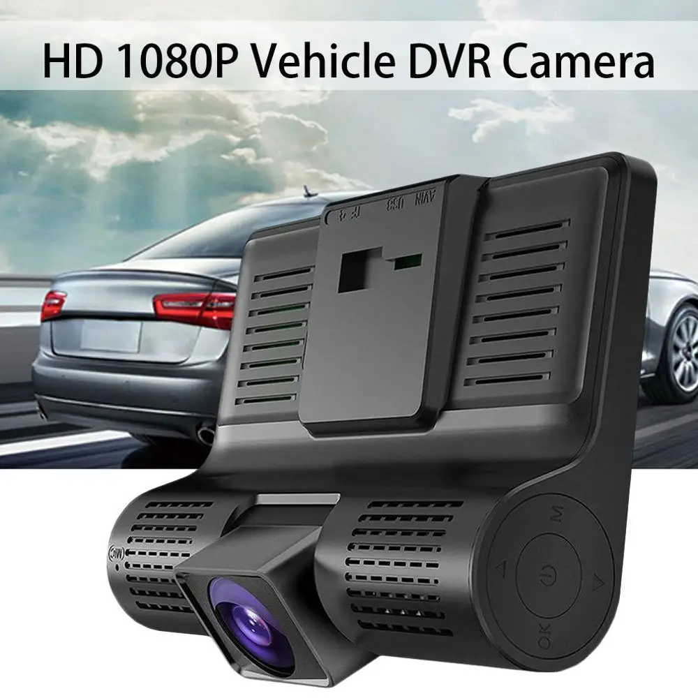 4-дюймовый Двойной объектив Hd 1080P Автомобильный видеорегистратор Камера Регистраторы заднего вида Камера видео доска Сенсор G видео высокой четкости