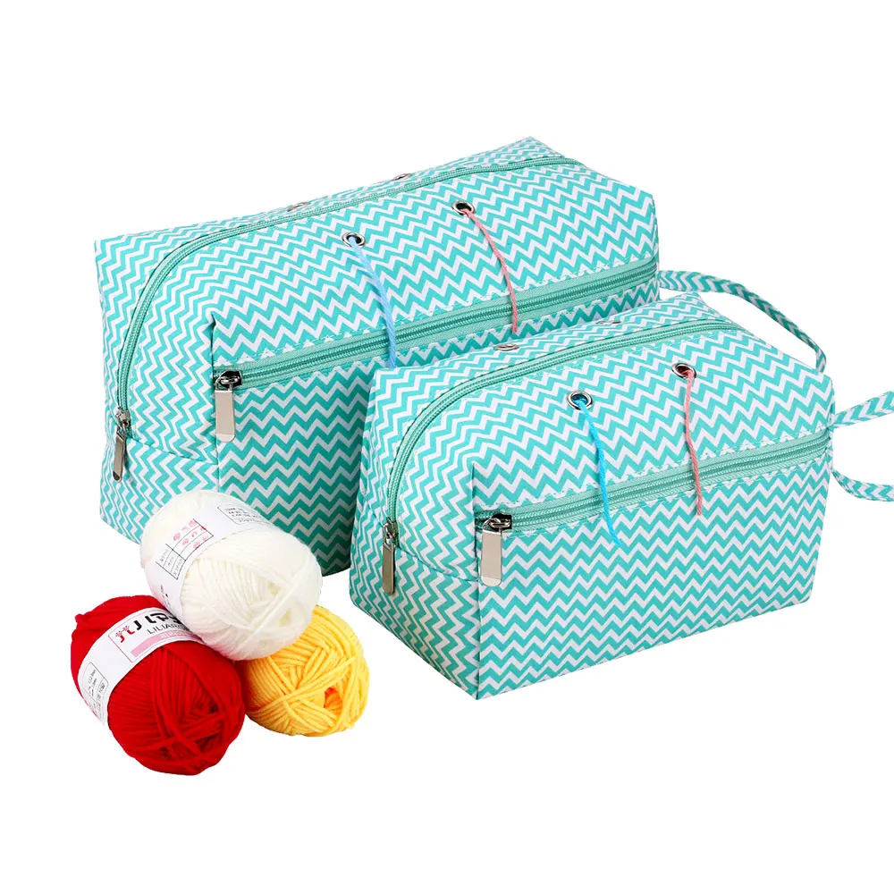 2 Sizes Yarn Storage Bag with Holes Portable Crochet Hook Pack Needles