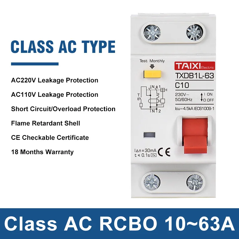 Advanced Residual Current Circuit Breaker with Short Circuit and Earth Leakage Protection (16A-63A Range)