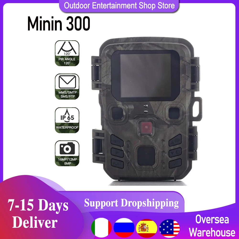 Охотничья камера Mini301 12 МП 1080P ночное видение Пассивный инфракрасный датчик 0 45