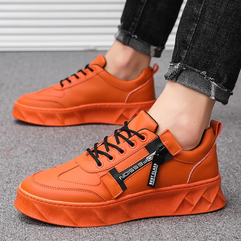 

2019 New Fashion Mens Leather Flat Casual Shoes Platform Sneakers Men Kitchen Waterproof Work Shoes Male Black Increase Shoes