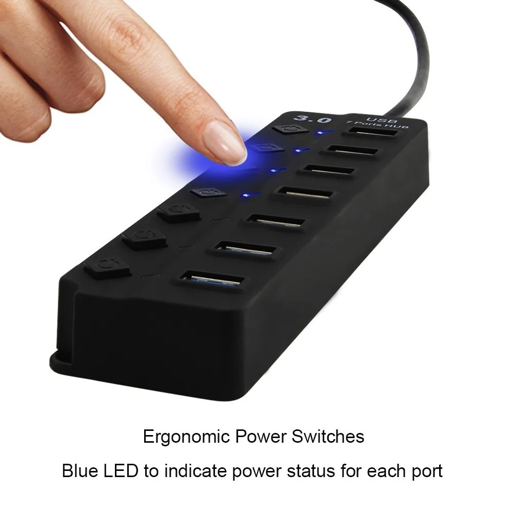 USB Hub 3 0 7 портов многопортовый usb адаптер высокоскоростной 5 Гбит/с выключатель