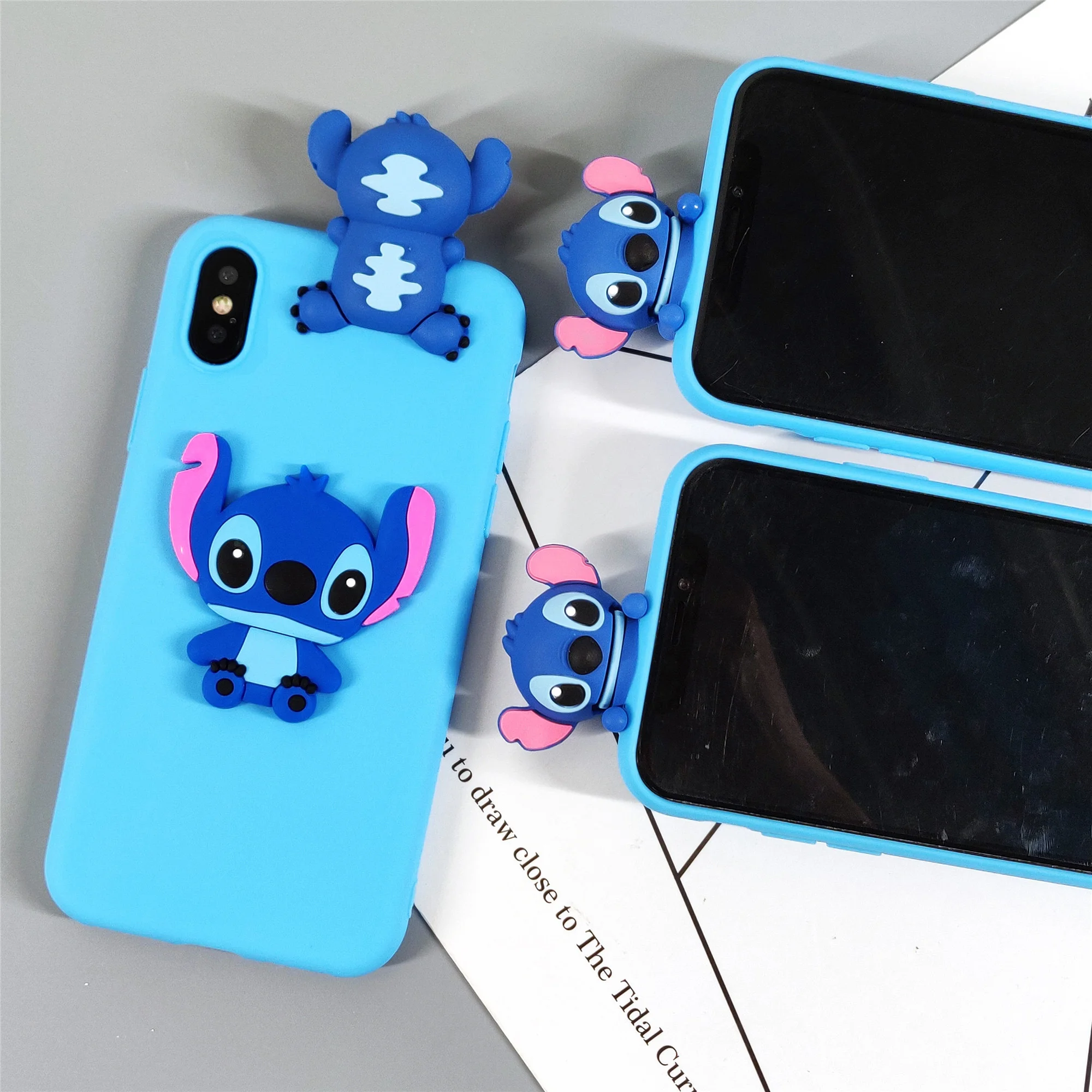 

Cartoon 3D Stitch Minnie Case For Samsung J4plus J6 Plus J8 Candy Color Phone Case For Samsung A7 A750 A6plus A8 Plus A9 2018