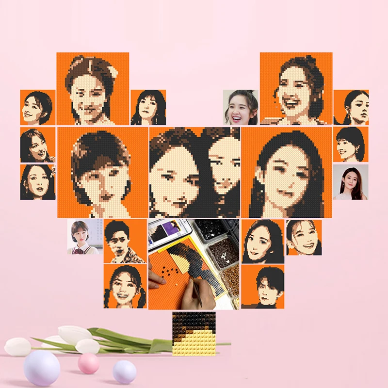 

Micro Blocks DIY Jigsaw puzzle Photo Custom Mosaic pixels painting Building Blocks brikcs Personalised Mosaic portrait Girl gift