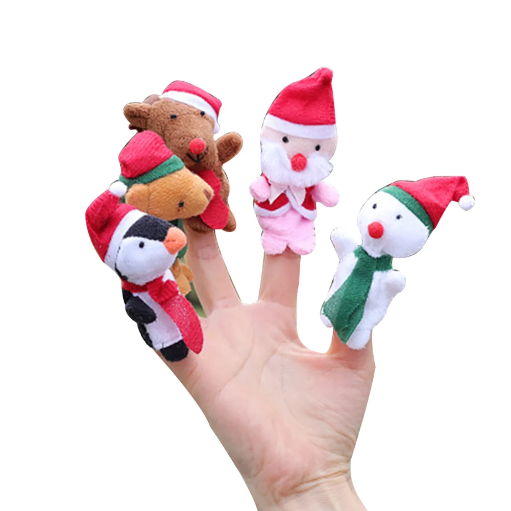 

5pcs Christmas Toys Mini Small Animals Plush Finger Doll Couple Parent-Child Toy @LS