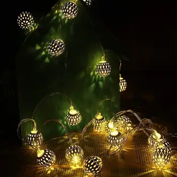 

Warm White 6M 40 LED Moroccan Orb Silver Ball Christmas String Lights for Xmas Holiday Decoration Party Light Halloween Festival