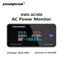 KWS-AC300 Digital Voltmeter AC 50-300V Voltage 45-65Hz Power Energy Meter LED AC Wattmeter 0-10/100A Detector 40% off