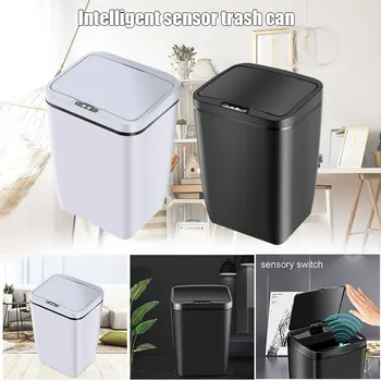 

Automatic Intelligent Induction Trash Can Household Kitchen Bedroom Bathroom Trash Plastic Bin 12L OCT998