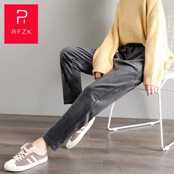 

Rfzk Sports Pants Women's Loose Autumn And Winter 2020 New High Waist Wide Leg Pants Casual Straight Gold Velvet Pants Women