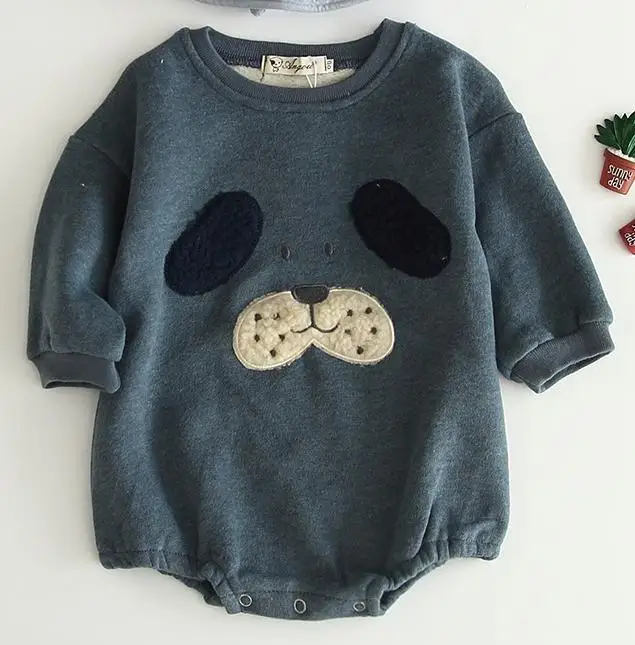 B94H01blue Зимний Детский комбинезон; Новинка; осенняя одежда для малышей и маленьких детей с милым ворсом и лошадью; боди с длинными рукавами для малышей - Цвет: B94H01blue