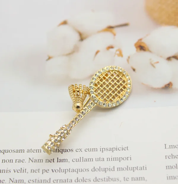 

South Korea Brooch Metal Racket Corsage Brooch Fixed Clothes Decoration Creative Versatile Gemstone Glorious Women's Accessories