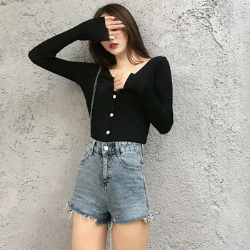 

M Knit Cardigan Contrast Color V-neck Long-sleeved Solid Color Sweater Slim Button Knit Cardigan Y3