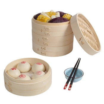 

15cm Natural Bamboo Steamer Chinese Kitchen Cookware Dumplings Fish Rice Dim Sum Snack Basket Pasta Kitchen Cooking Tool