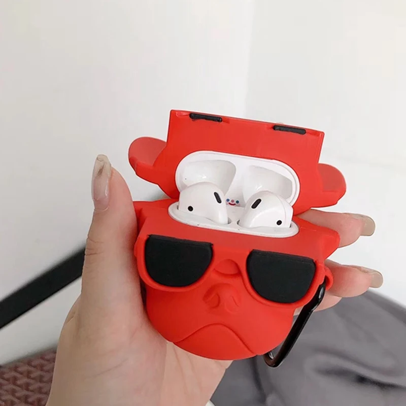 Черный Красный Бульдог наушники чехол для Apple беспроводной Bluetooth гарнитура Airpods 1 2