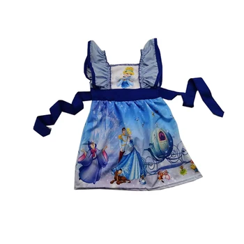 

summer boutique wholesale clothing cute little girl blue splicing tunic dress
