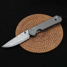 Couteau pliant tactique de haute dureté, lame en acier damas, manche en alliage de titane, défense de sécurité extérieure, couteaux de poche militaires