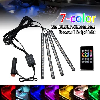 

7 Colors Voice Control 12 LED RGB Atmosphere Footwell Strip Light USB Charger Home Decor Lamp Outdoor Car Interior