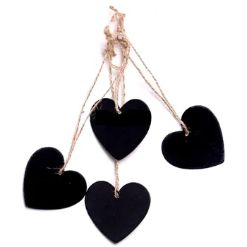 

10pcs Mini Heart Shaped Chalk Message Memo Board Blackboard Hanging 65x60mm