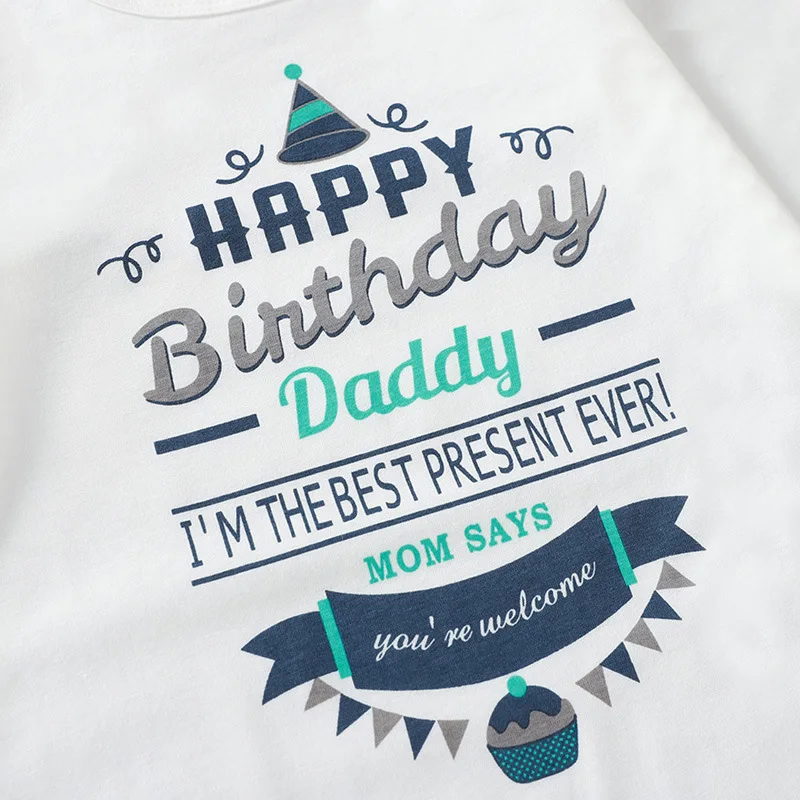 Одежда для новорожденных с надписью «Happy Birthday Daddy»; белый комбинезон с длинными рукавами для малышей; цельный комбинезон для малышей