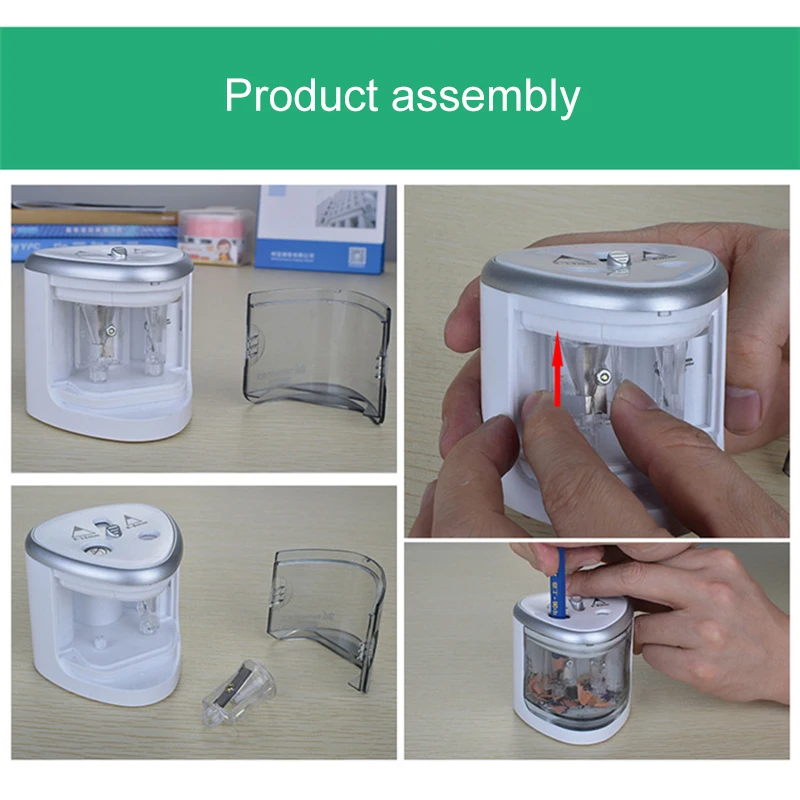 Pencil Sharpener Electric Pencil Sharpener Portable Double Hole for Student Classroom Home Office SMR88