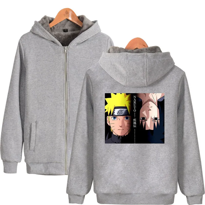 Аниме Наруто зимние толстовки Флисовая теплая куртка плотное пальто Uchiha Hatake Uzumaki клановый значок толстовка с капюшоном одежда унисекс