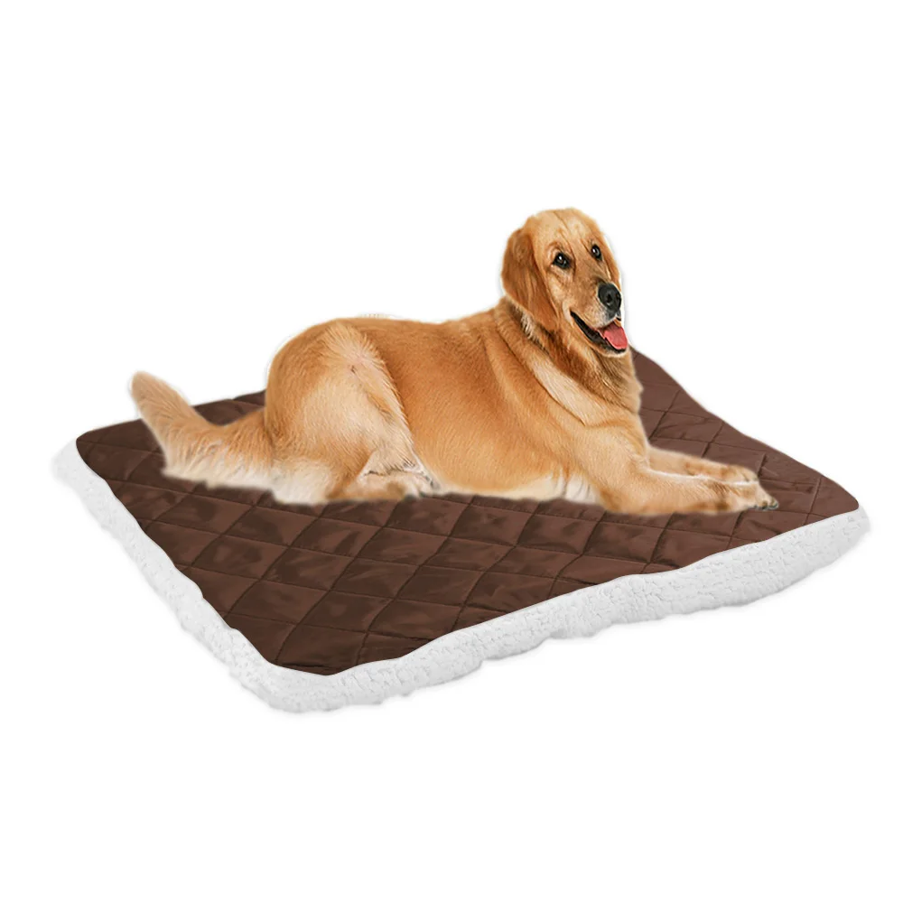 Теплые кровати для собак для маленьких и больших собак, плюшевая кровать для собак, мягкий удобный коврик для питомцев, подушка для щенков, одеяло, аксессуары для домашних животных - Цвет: Dark coffee