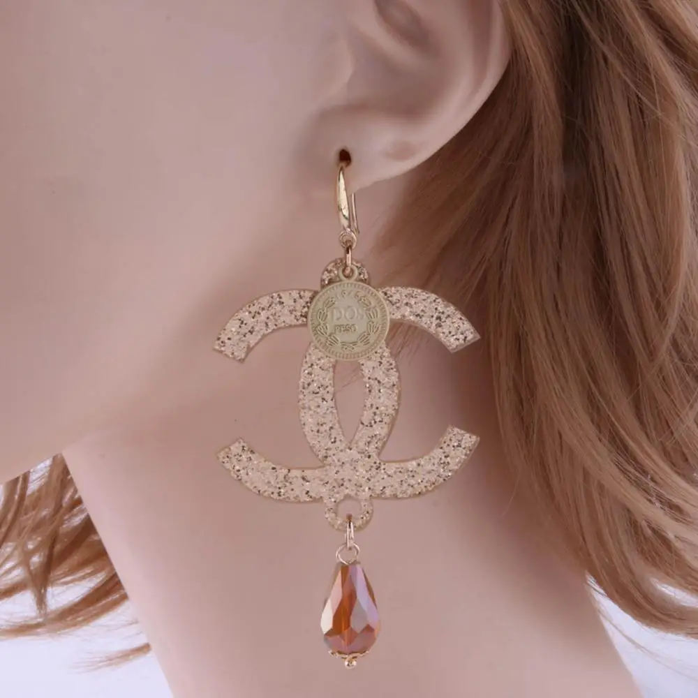 

Pendientes Letter Drop Earrings For Women Oorbellen Luxury Symbol Brand Earrings Fashion Crystal Long Earrings Bijoux