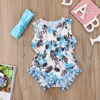 

US Stock Newborn Infant Baby Girl 0-24M Romper Jumpsuit Outfits Headband