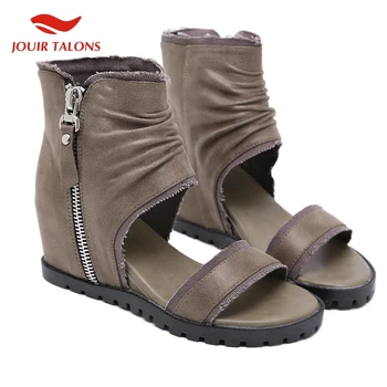 

Brand New Wholesale Ladies Leisure Sandals Wedge High Heels women's Shoes Woman Summer Female Zipper Summer Boot