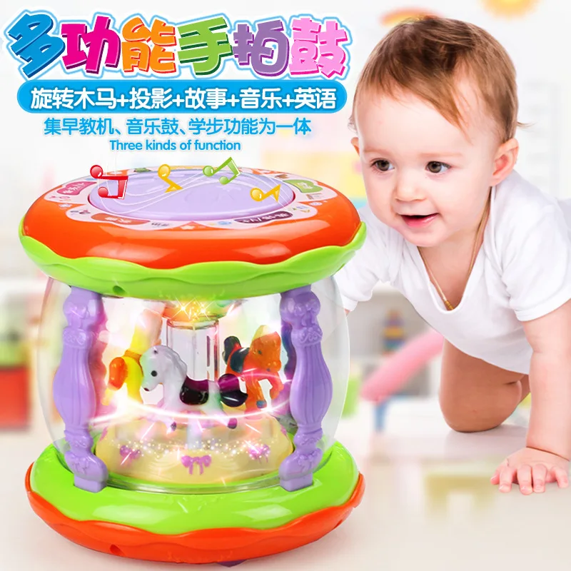 Merry-go-round ручной барабан 6006 Музыкальный барабан сенсорный маленький музыкальный инструмент Merry-go-round музыкальная шкатулка