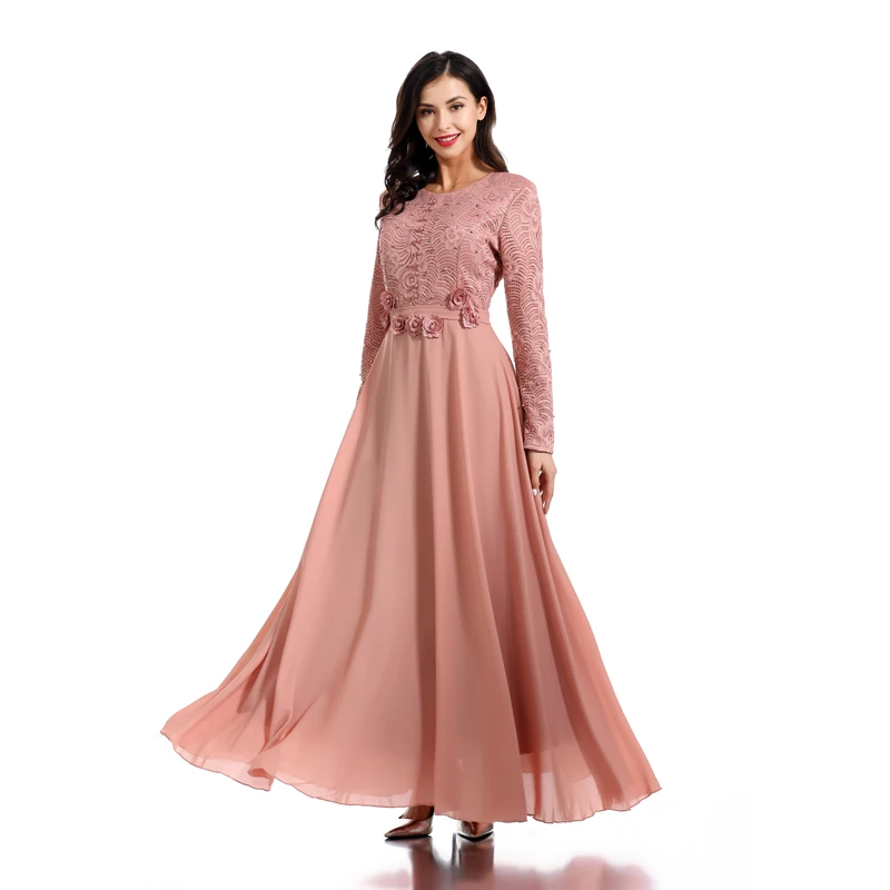 Розовый абайя Турция халат Дубай мусульманское платье Абая для женщин Кафтан платья Хиджаб Катара кафтан Marocain Elbise Исламская одежда