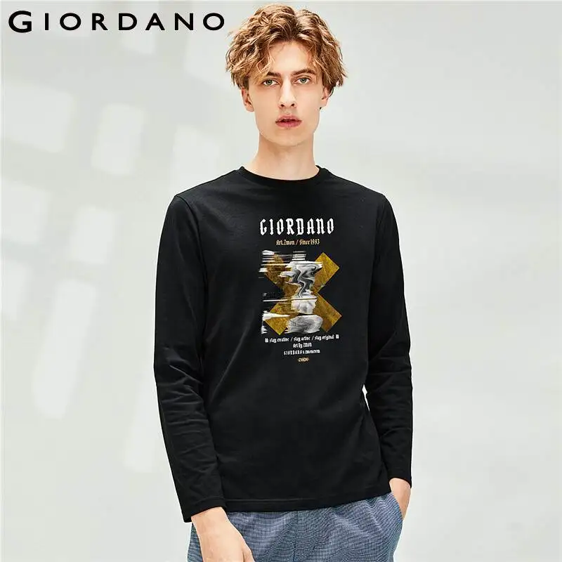 Мужские хлопковые футболки с круглым вырезом Giordano мягкие прочные повседневные