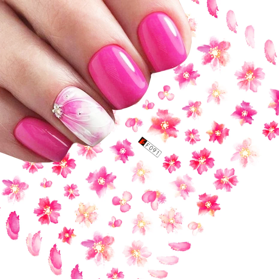 1pcs Sakura Nail Art Decals Stickers 3D Cherry Blossom Flower Transfer Foils Summer DIY Sliders Manicure Decorations TRF091-F669 3