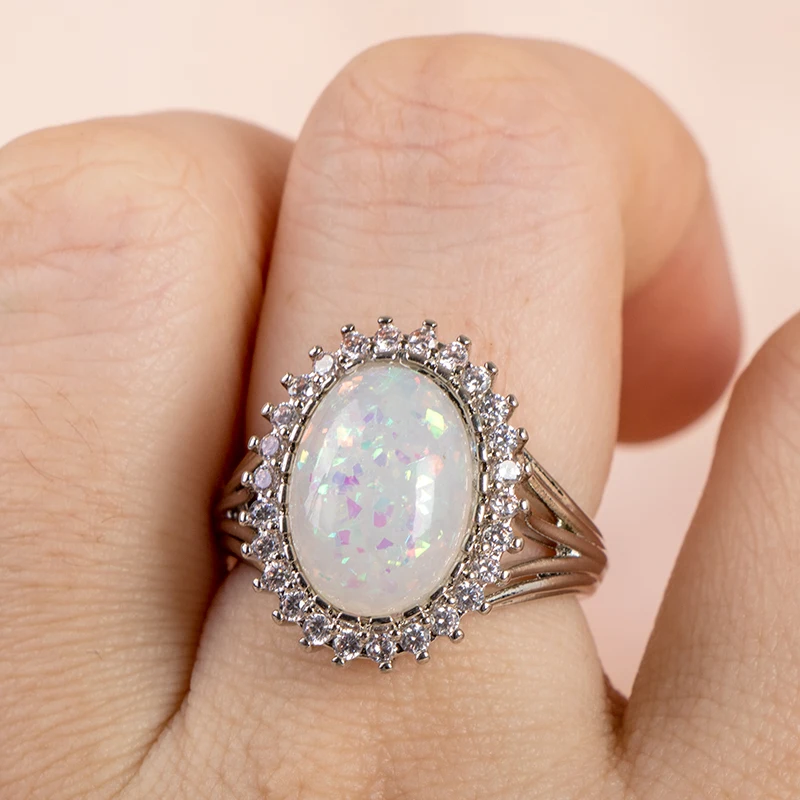 Cellacity Real 925 Sterling Silver Rings For Women With Opal