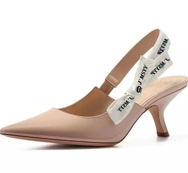 Туфли-лодочки на каблуке 9,5 см; стильные женские туфли-лодочки и сандалии с бантиком; модные женские туфли-лодочки на каблуке с острым носком, украшенные буквенным принтом, с открытой пяткой