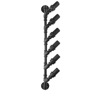 

iKayaa 6 Bottle Wall Mount Wine Rack Industrial Storage Rack Metal Hanging Bottle Holder Steampunk Pipe Design US DE Stock