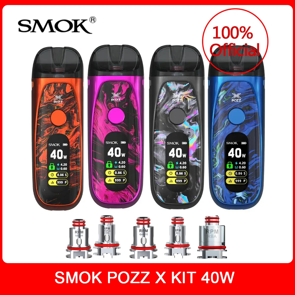 ¡Nuevo en Stock! Original humo POZZ X KIT 40W 1400mAh batería de la batería E cigarrillo vaporizador RPM de malla de las bobinas del RPM40 RPM80 buscar Pro