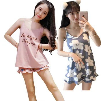 

2020 Summer Shorts Pajama Sets for Women Sexy Lingerie Spaghetti Strap Underwear Sleepwear Pyjamas Homewear Pijama Mujer Clothes